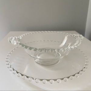 SET of vintage Candlewick glass Small Bowl & Plate